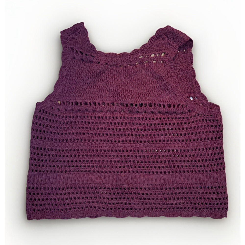 George Burgundy Crochet Tank Top - Small (Runs large)